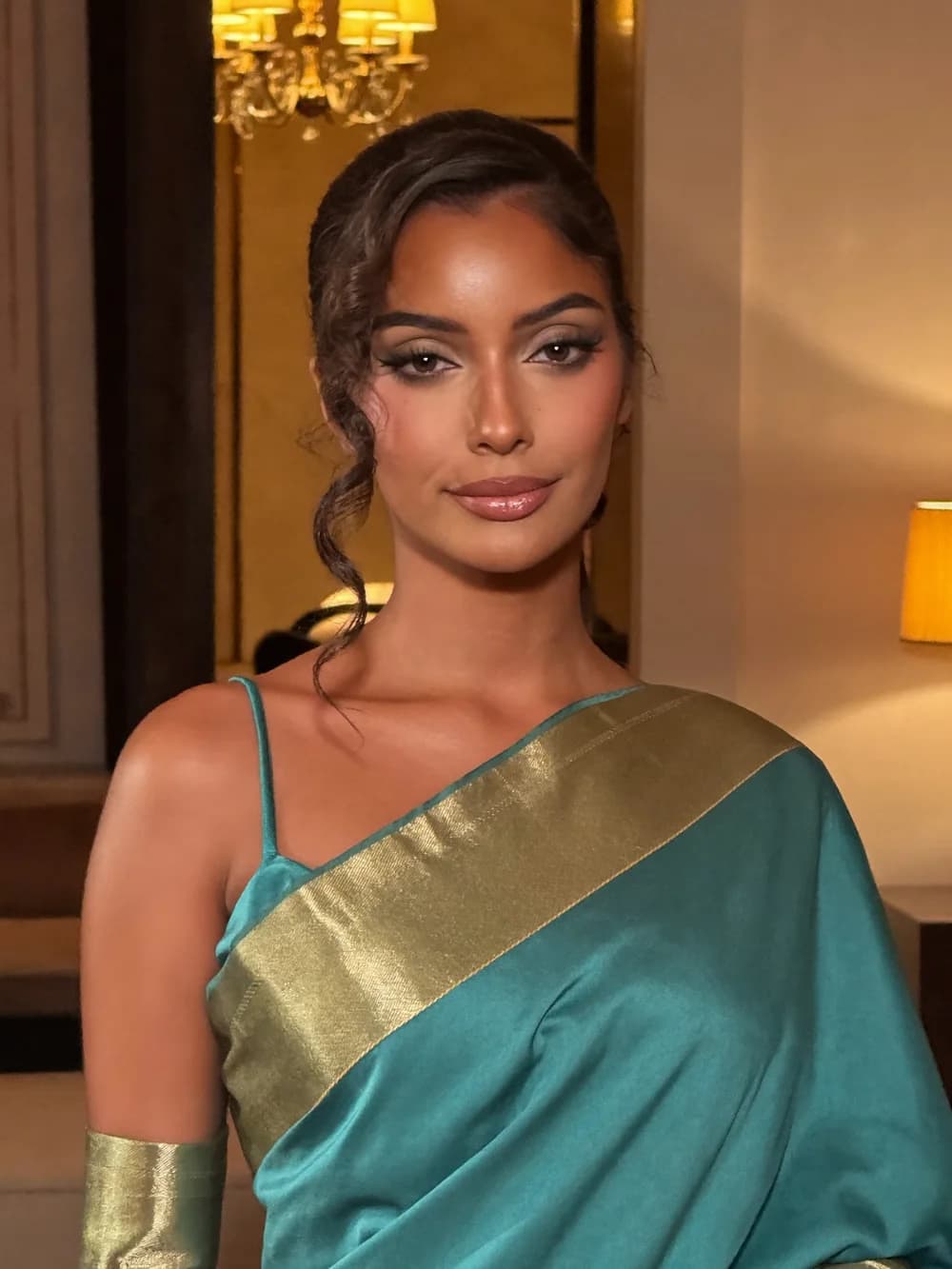 Guest saree styling and makeup